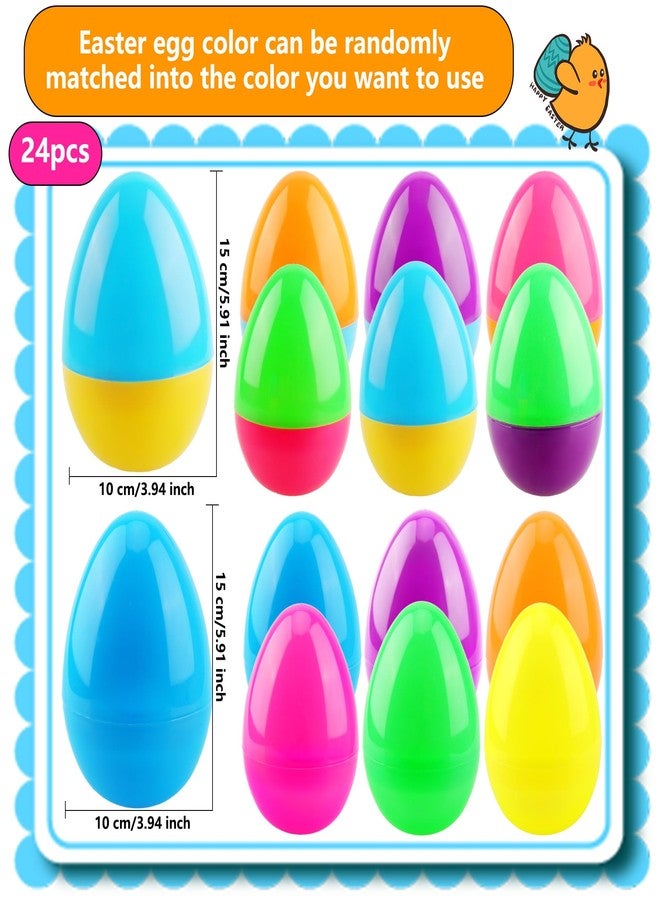 Haconba 24 Pcs 6 Inch Large Easter Eggs Jumbo Plastic Fillable Easter Eggs Large Bright Easter Eggs for Basket Fillers Egg Hunt Easter Themed Party Supplies Decoration, 6 Colors - Image 2